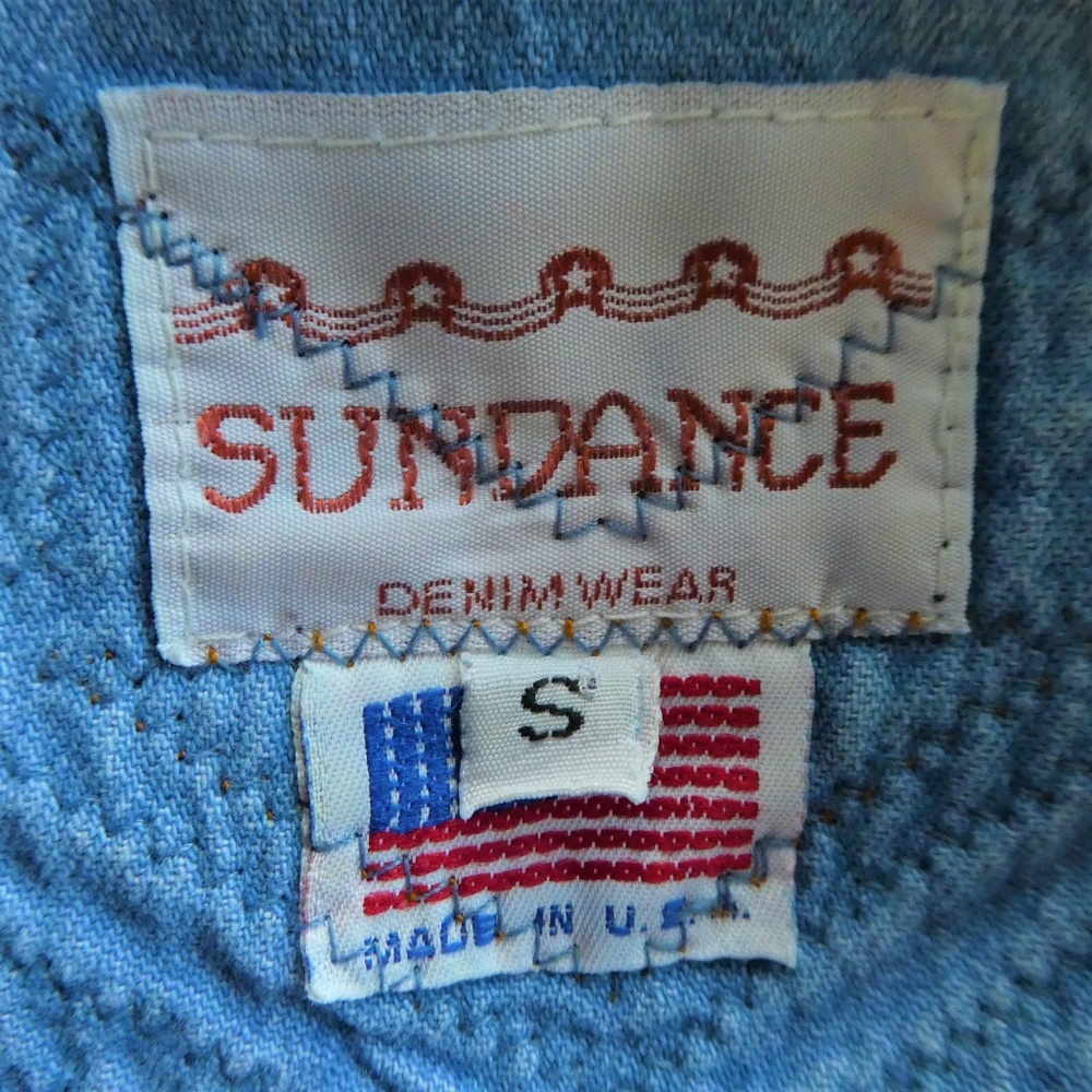 Sundance Denim Wear Shirt Vintage USA Aztec Appliq - Picture 7 of 8